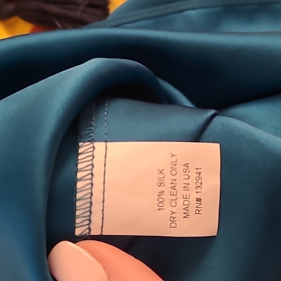 Amanda Uprichard sz large teal cape wing sleeve silk dress new with tags - Picture 9 of 12